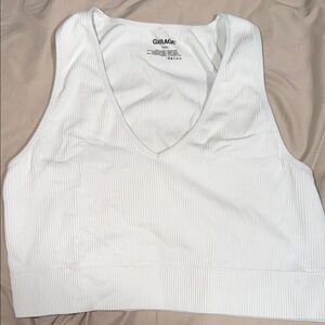 Garage White Ribbed Tank Top